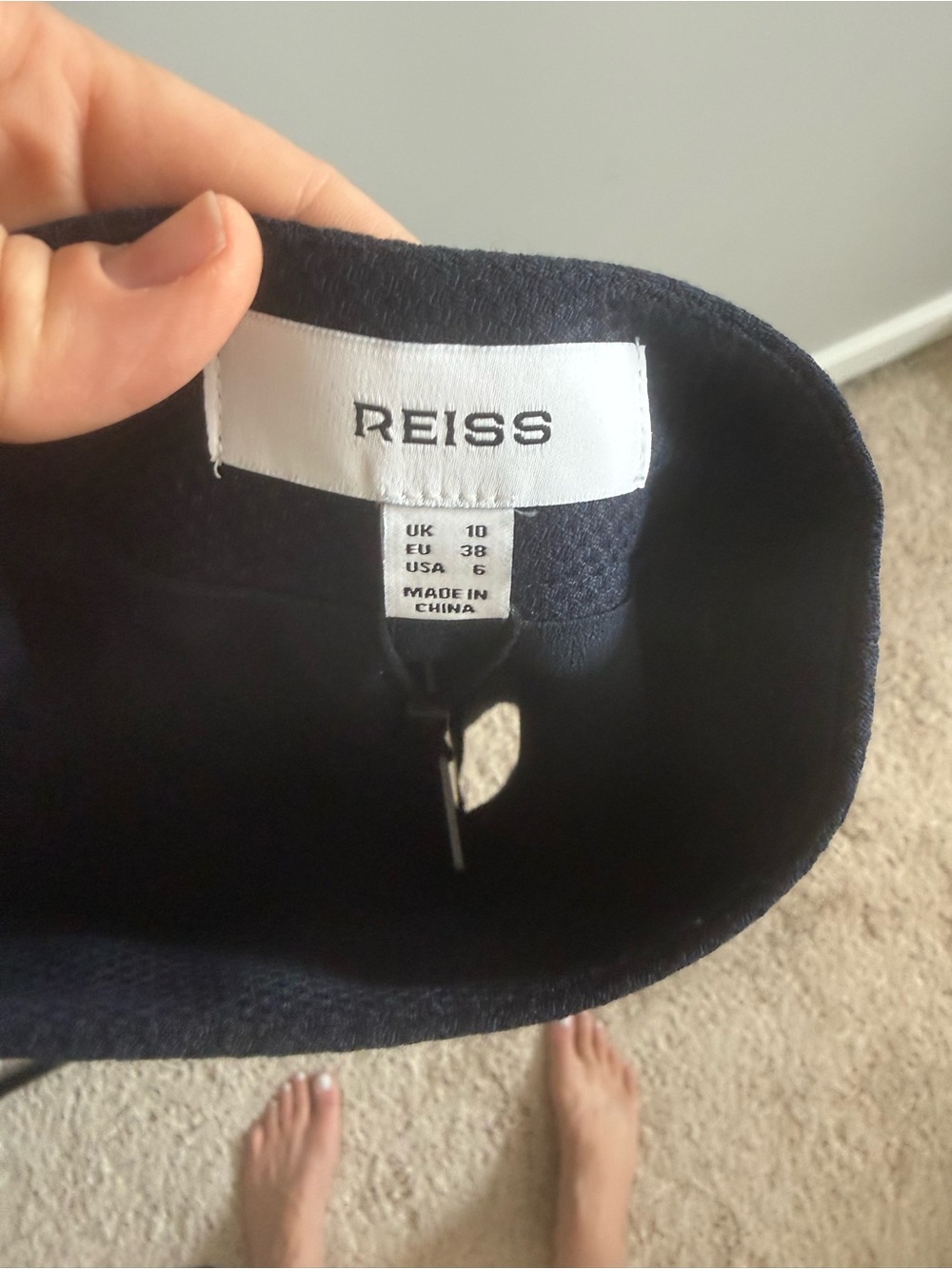 Reiss Hallie Textured Pencil Midi Suit Skirt in Navy - Picture 6 of 9